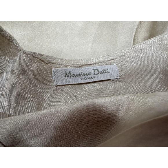 Massimo Dutti Women's Champagne 100 Silk Bubble Hem Midi Dress Evening Gown SZ M - Picture 8 of 12